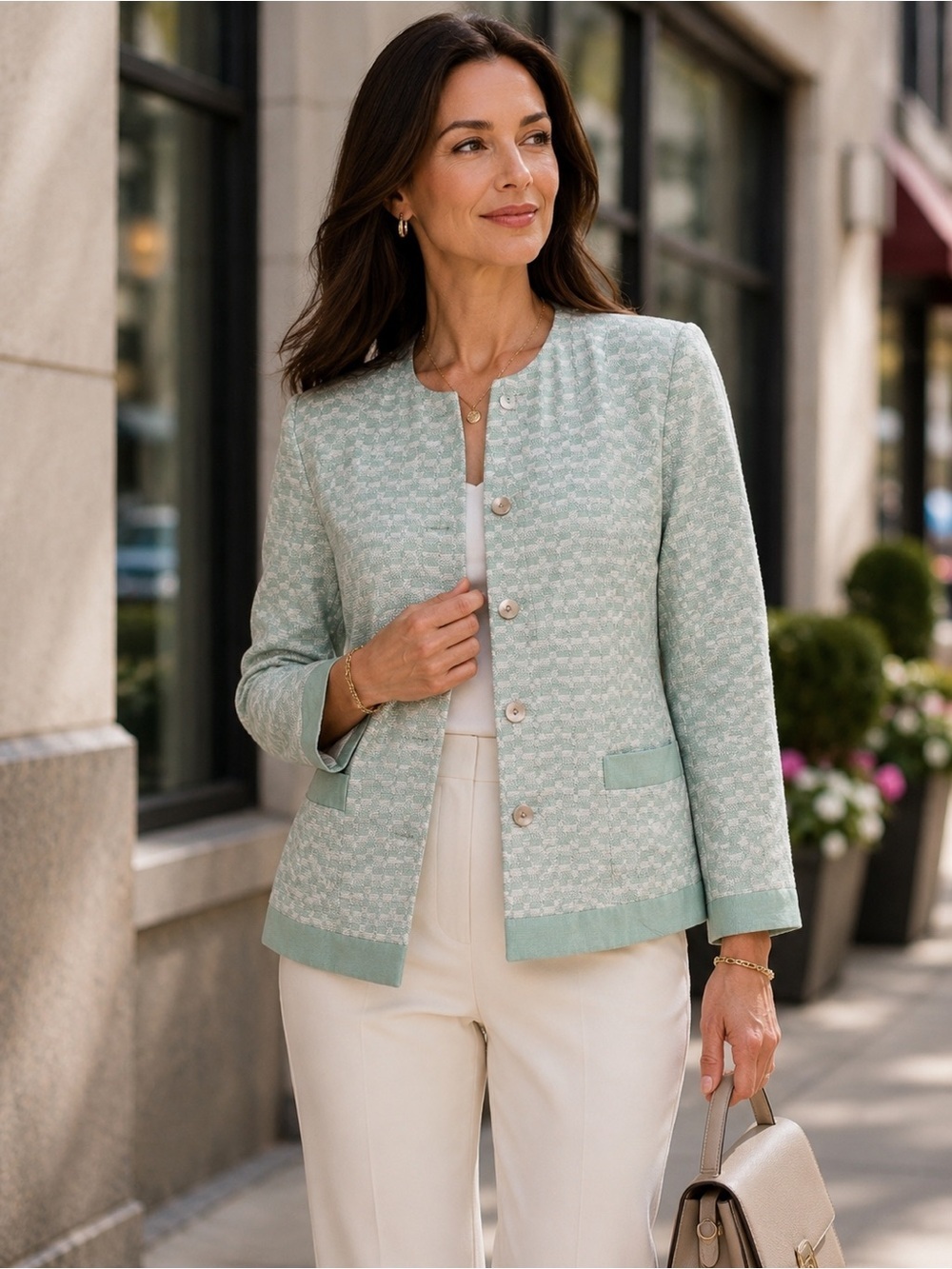 Dallaird’s Vintage Mint Green Textured Jacket Blazer Size 14 Made in 🇨🇦 business